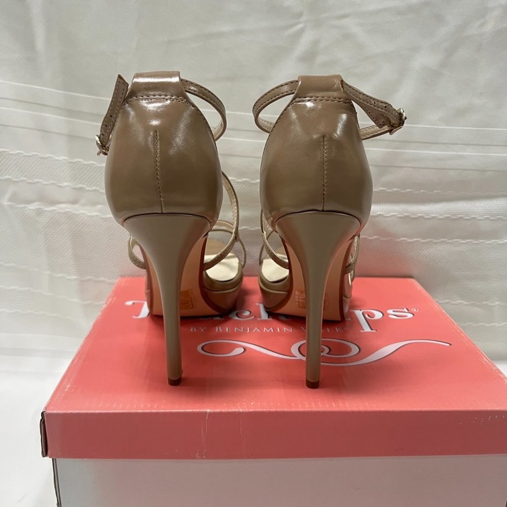 Touch Ups Strappy Platform Heels in Taupe and Beige - Picture 4 of 9